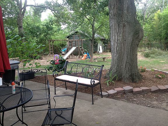 Backyard with garden shed