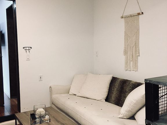 Comfy couch and sliding closet