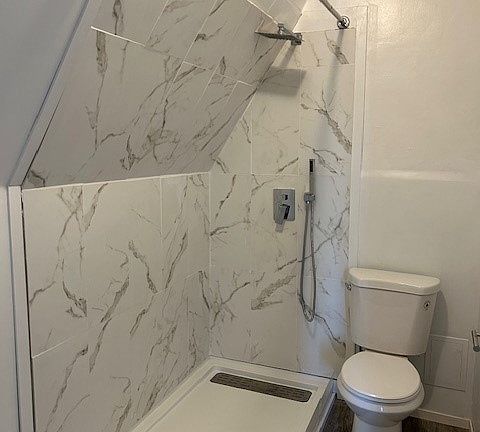 Shower space in bathroom