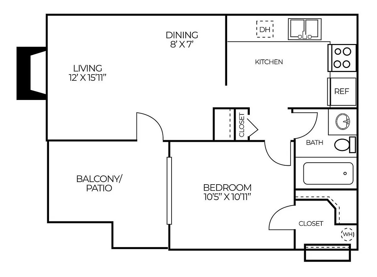 Floor plan A5 | 1 Bed | 1 Bath | Classic