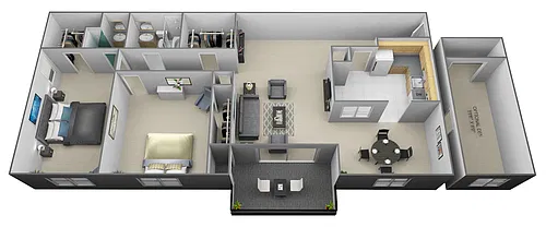 Floor plan 2 Bedroom 2 Bath with Den