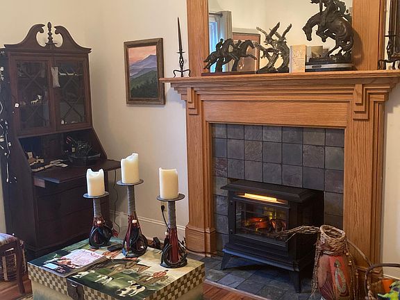 living room with electric fireplace