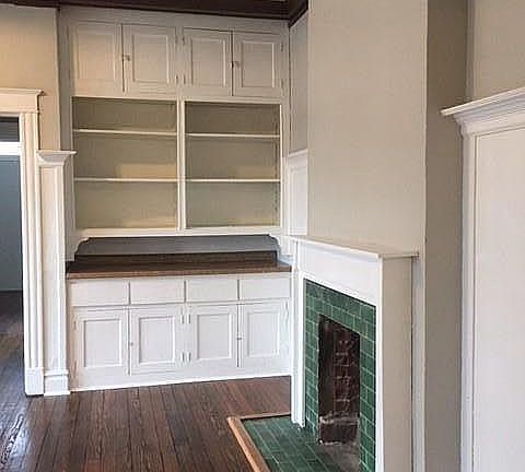 Plenty of storage in the built-in shelving unit