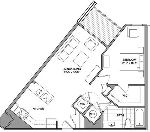 Floor plan 1 Bdrm D