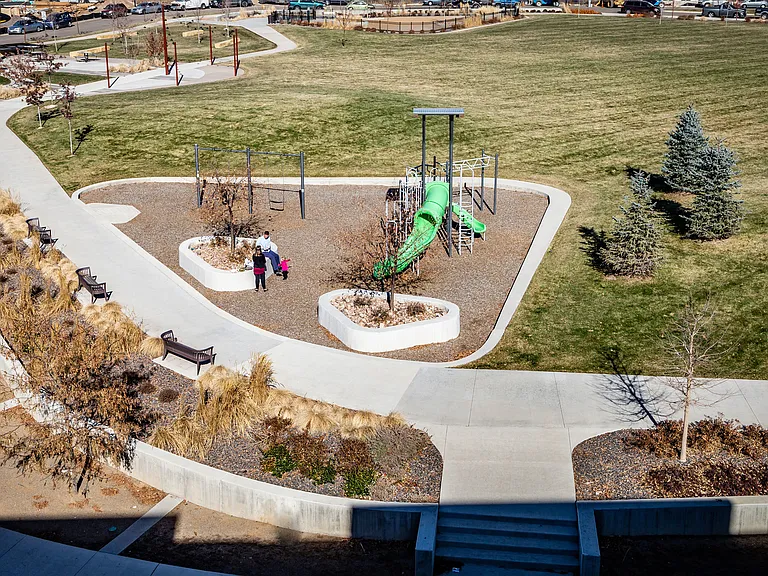 Aerial view of community park