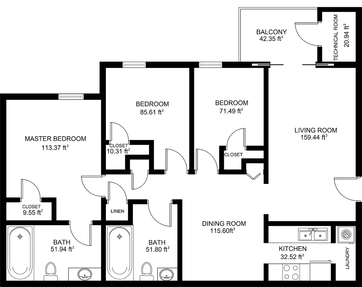 Floor plan 3 bed 2 bath