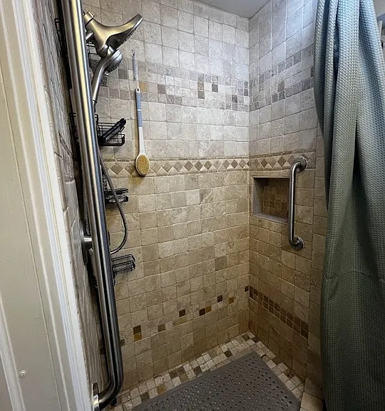 Shower with handicap rails