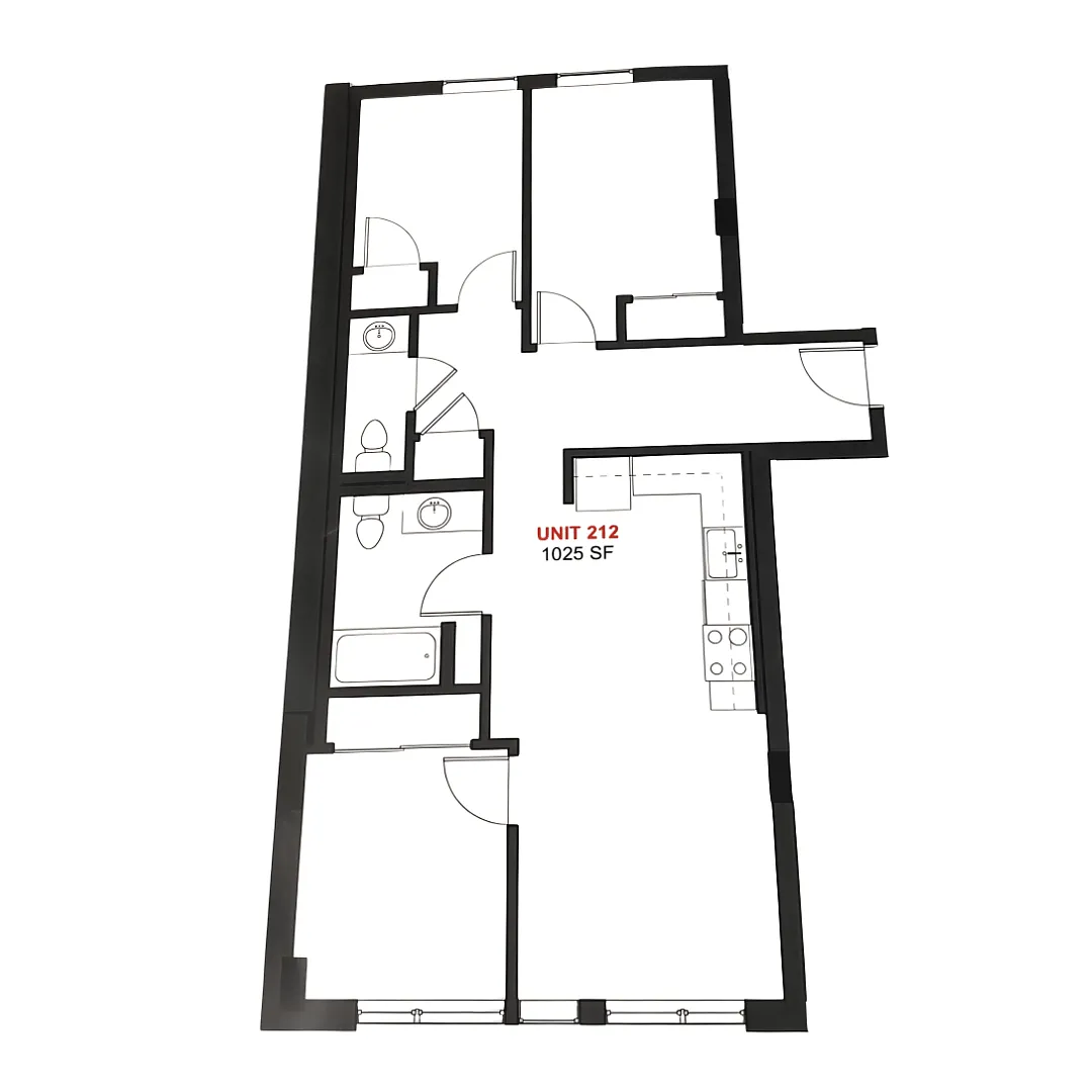 Floor plan 3 Bedroom 1 Bath