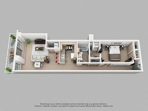 Floor plan 1 Bedroom 1 Bathroom with Balcony, Patio