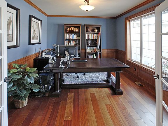 Dbl french doors into den