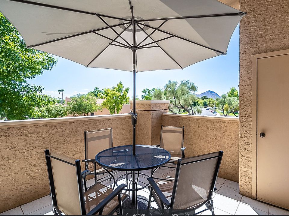 Views of Camelback Mountain from private corner unit patio.