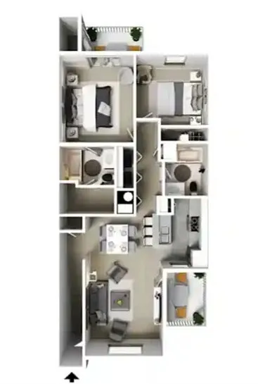 Floor plan 2 Bed 2 Bath