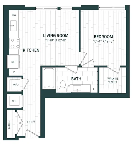 Floor plan 1 Bed/1 Bath-A06