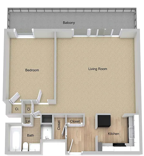 Floor plan One Bedroom Classic 800