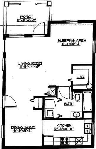 Floor plan S4_Antiqua - Studio, One Bathroom