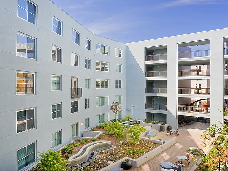 Juliette balconies and patios overlook one of our serene courtyards