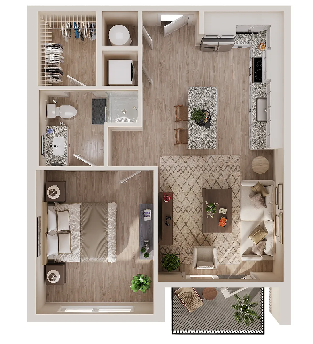 Floor plan A4 One Bedroom / One Bath