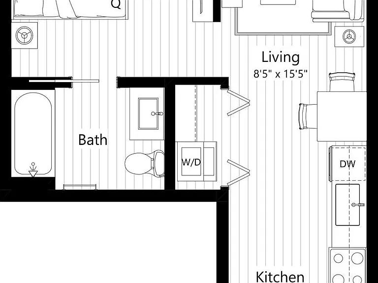 MS18 | Studio | 1 Bath floor plan Verra