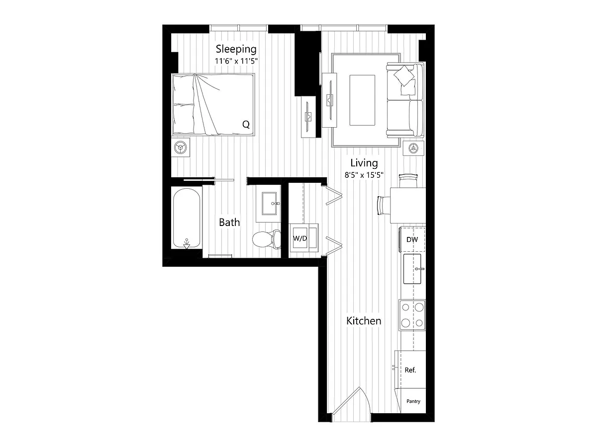 Floor plan MS18 | Studio | 1 Bath