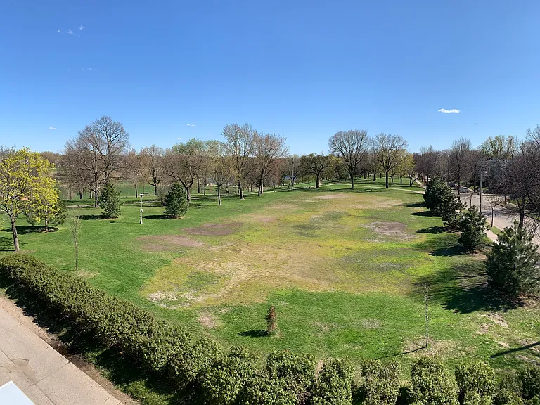 View from top floor of building facing Powderhorn Park. Not every unit has this view