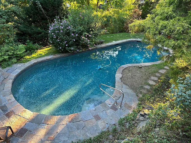 pool view from covered porch