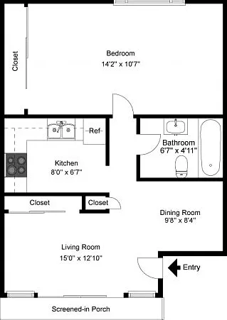 One bedroom floor plan One bedroom floor plan