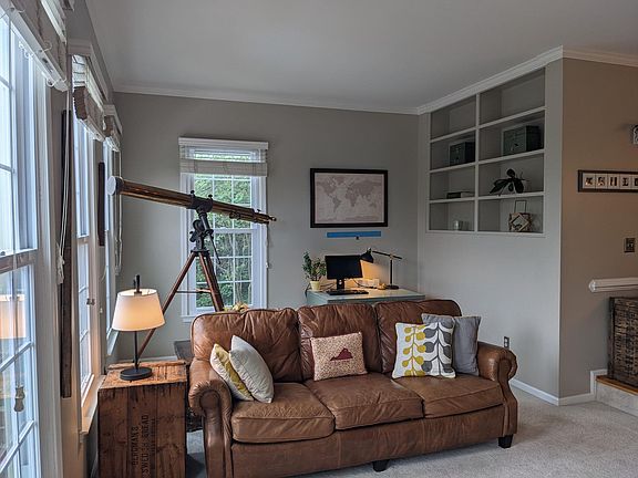 Built-in shelving in living room