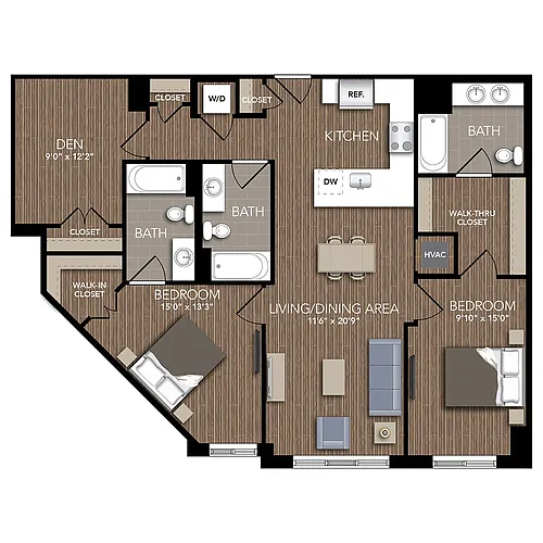 Floor plan B3 Den