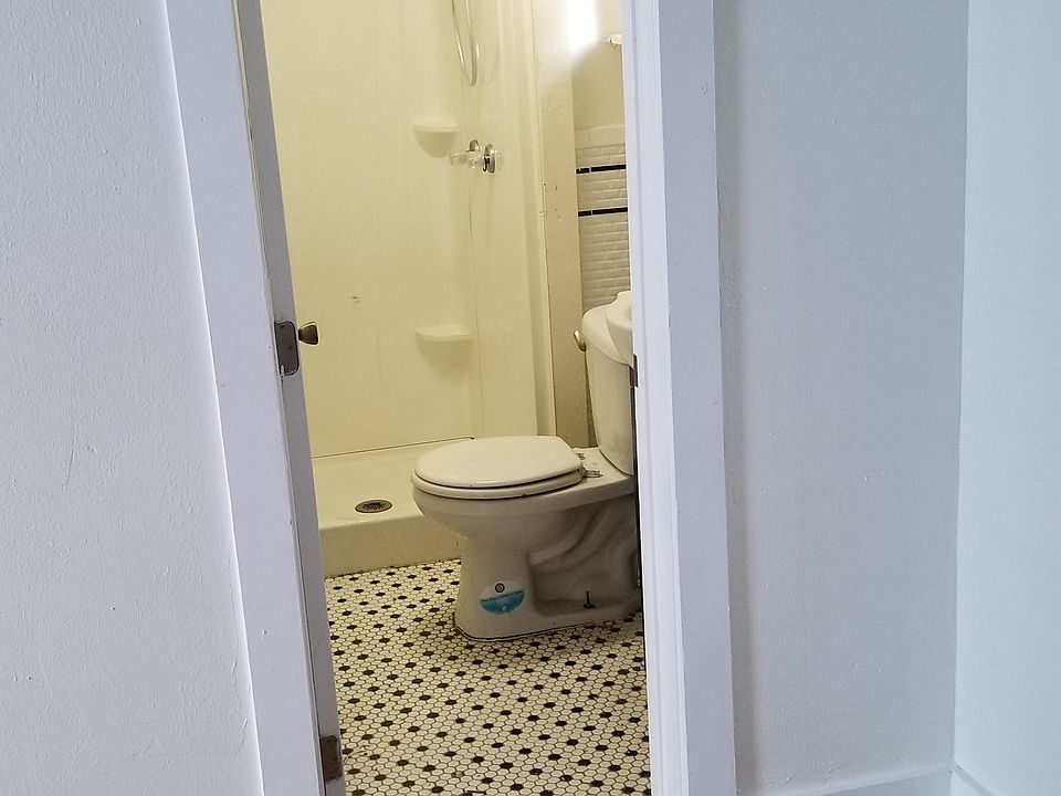 View of bathroom from bedroom.