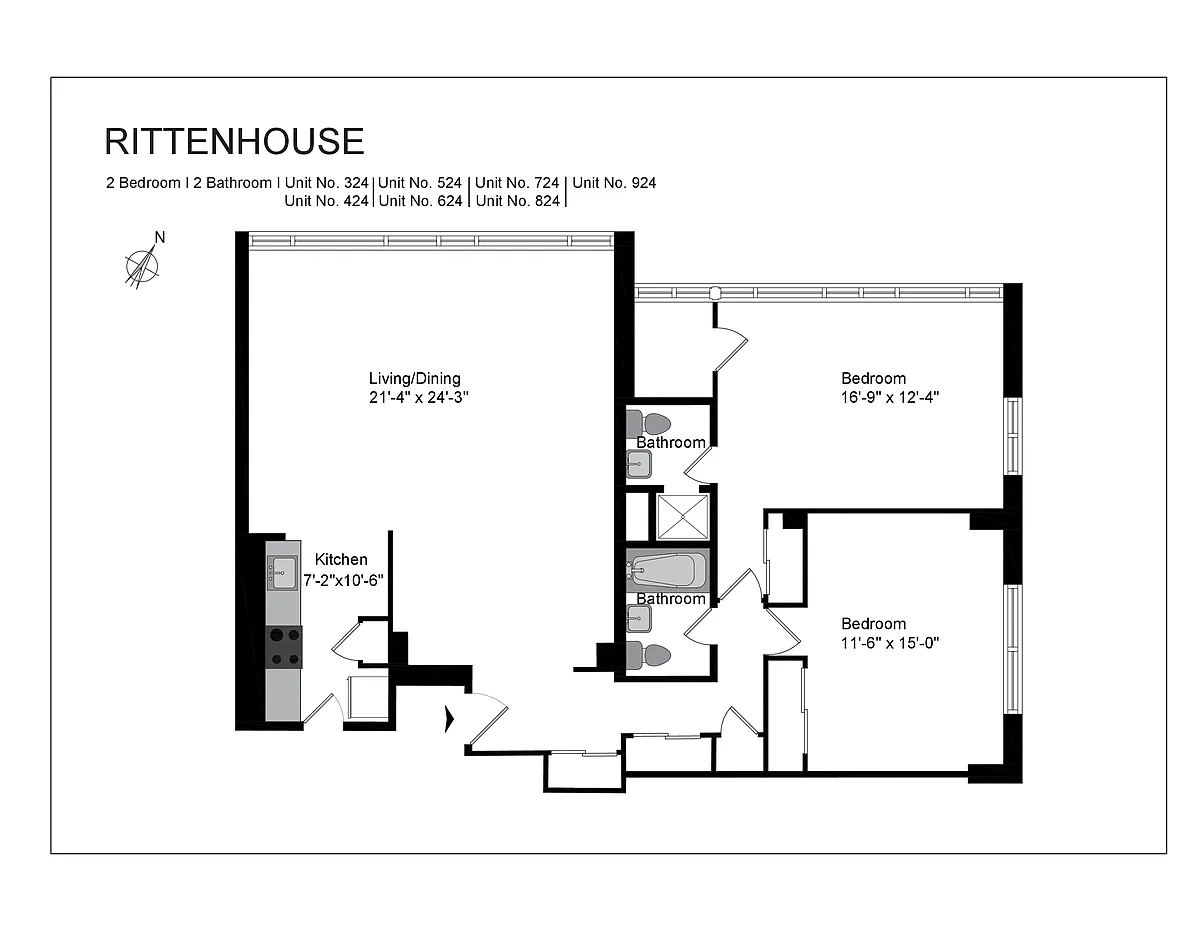 Floor plan 2 Bedroom 2 Bathroom