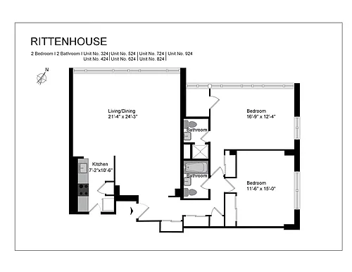 Floor plan 2 Bedroom 2 Bathroom