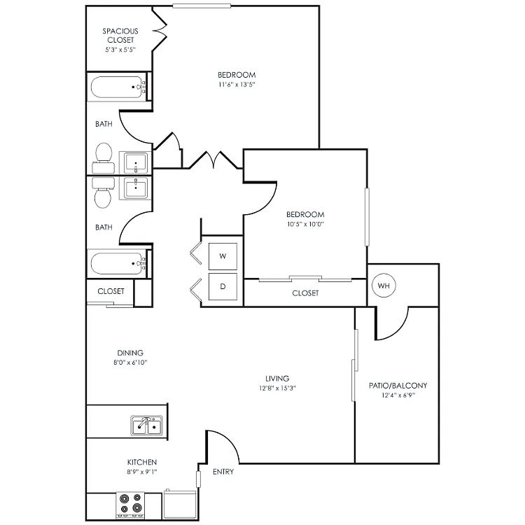 Floor plan 2 Bedroom 2 Bathroom