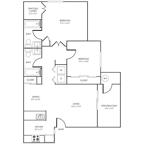 Floor plan 2 Bedroom 2 Bathroom
