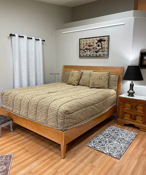 King Bed, bedside table