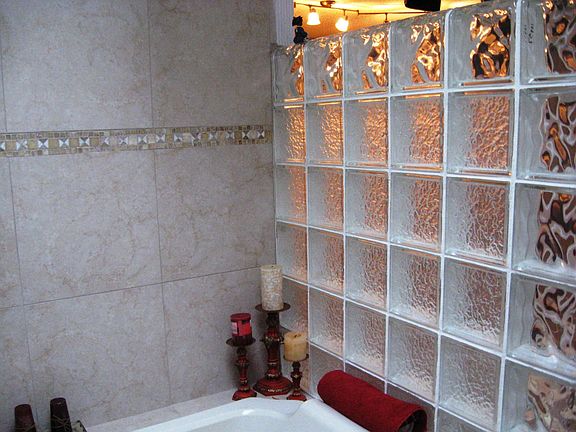 Glass Block seperates jet tub