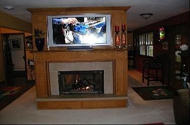 two way fireplace in LR & DR