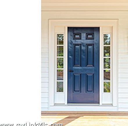 sample of front door painted deep blue