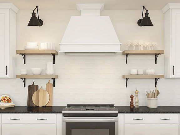 Kitchen with floating shelves
