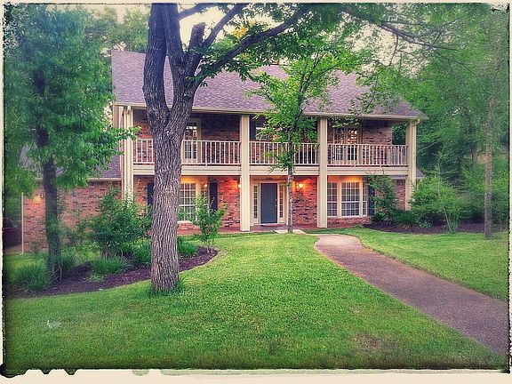 House at dusk in spring.