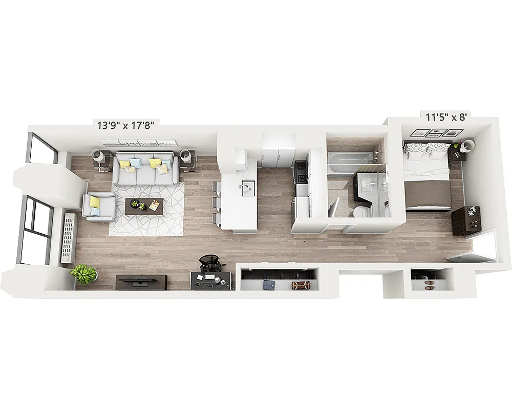 Floor plan Studio w/Alcove U