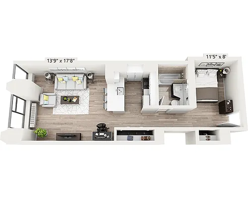 Floor plan Studio w/Alcove U