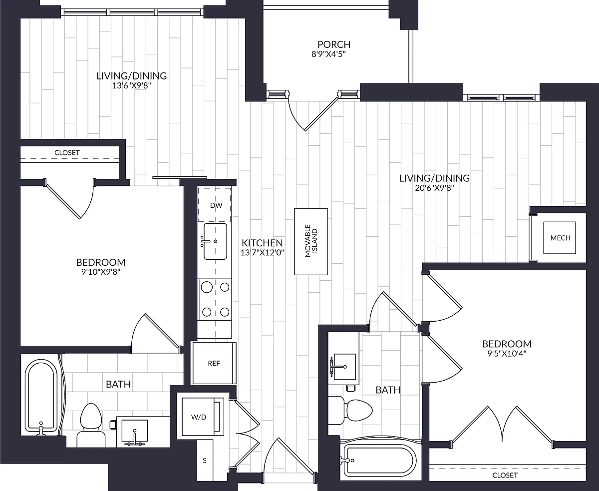 Floor plan 2 Bed/2 Bath-B2-3 LW ALT