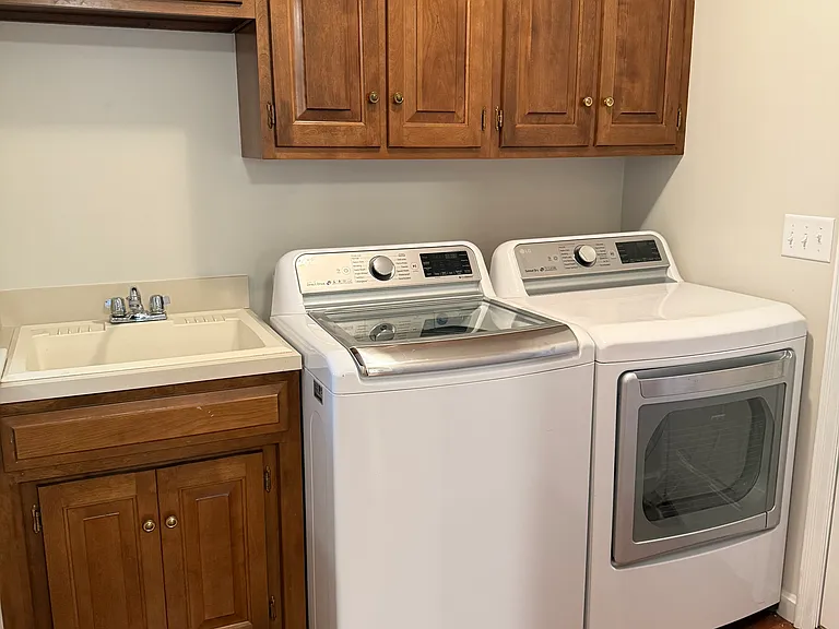 Laundry room with washer and dryer.