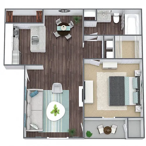 Floor plan A3: 1 Bed 1 Bath