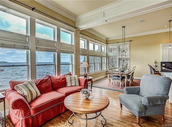 Living Room and Dining Room with bay view