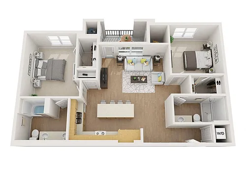 Floor plan B1: 2 Bed 2 Bath