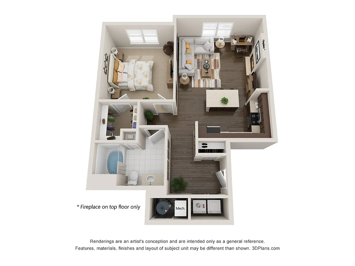 Floor plan A11: 1 Bed 1 Bath