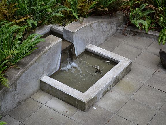 View over outdoor waterfall