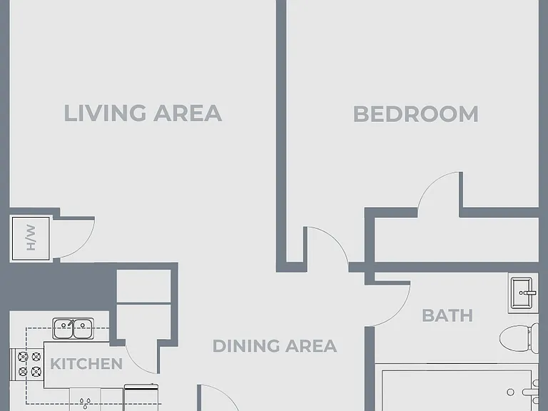 1 Bedroom, 1 Bath Floor Plan 1 Bedroom, 1 Bath Floor Plan