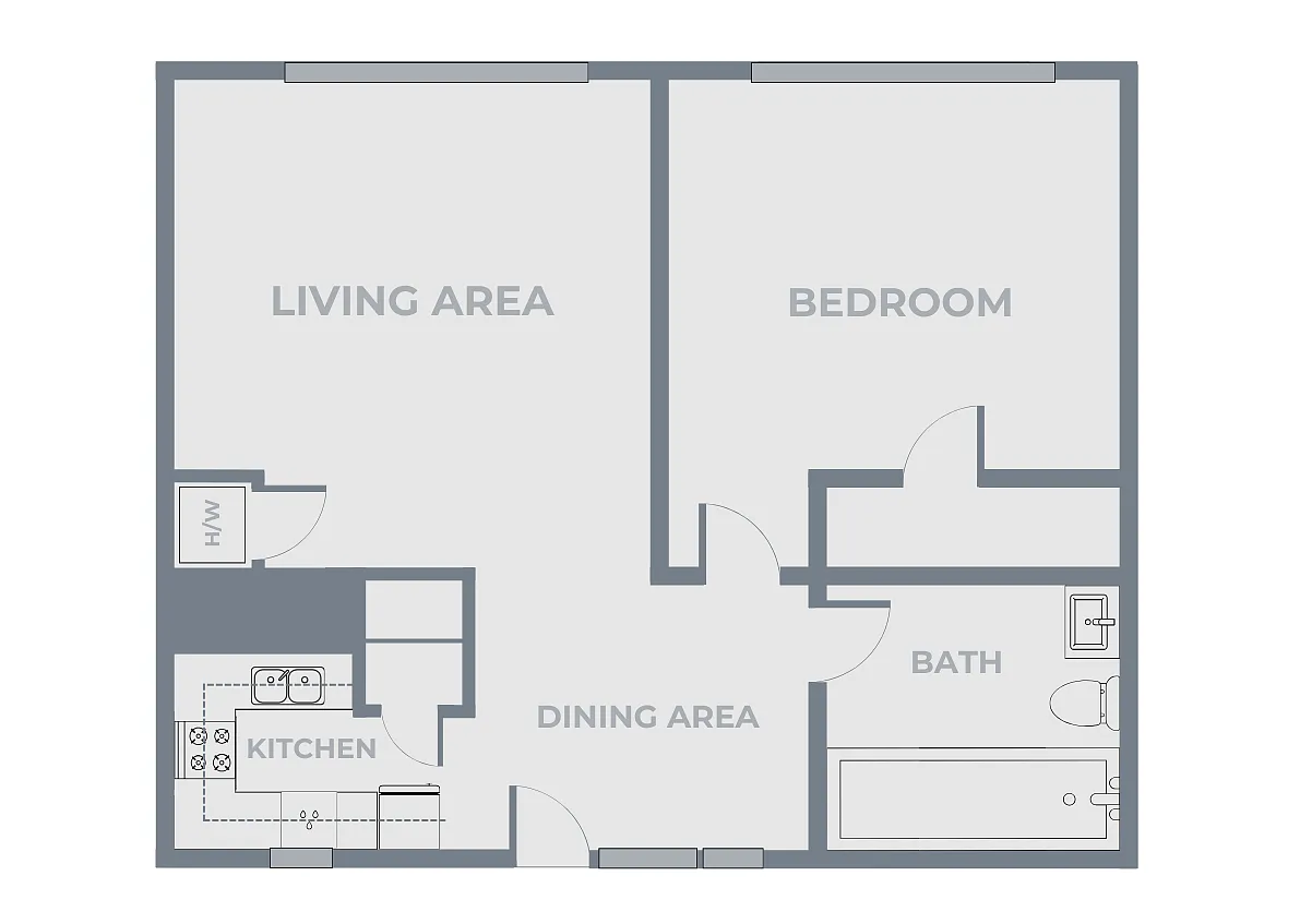 Floor plan 1 Bedroom, 1 Bathroom